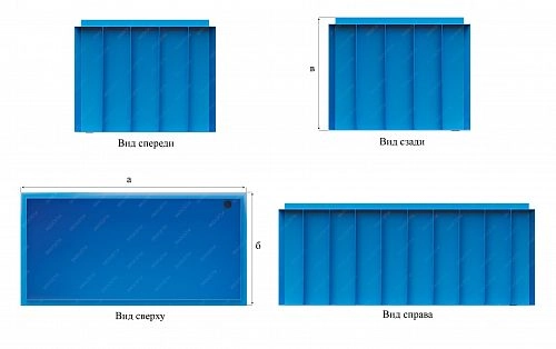 Чаша бассейна прямоугольная 19,4500х2400х1500 (П), S5, голубой