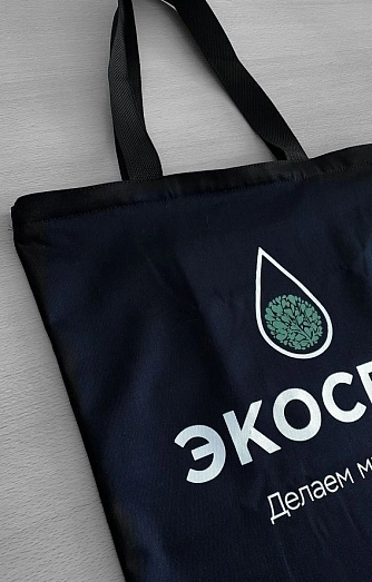 Шоппер с принтом "Экосети" и карманом Фото - 1