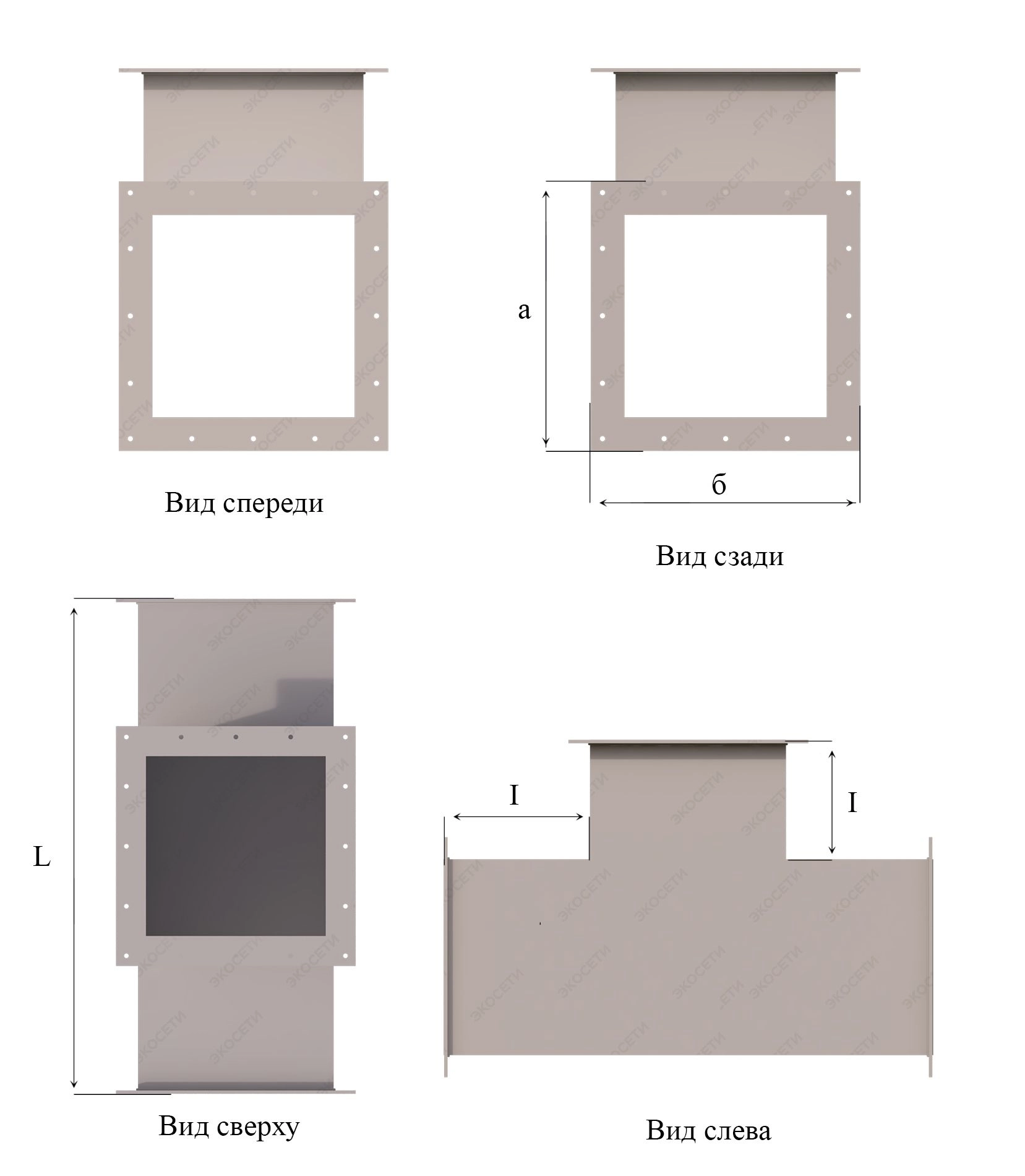 Тройник Ecoseti T-piece Square 450х450