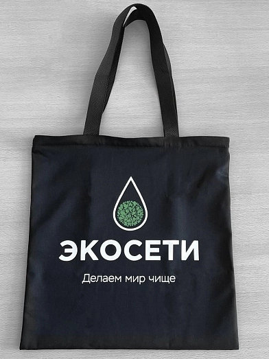 Шоппер с принтом "Экосети" и карманом Фото - 0